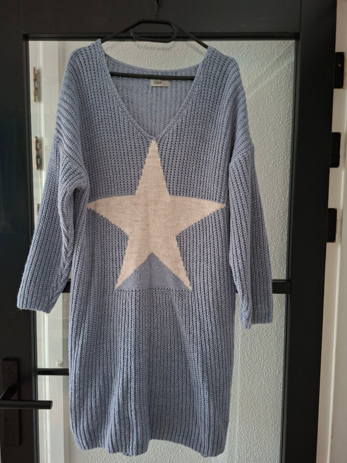 Leuke lichtblauwe gebreide trui - maat XL, Blauw, Maat 46/48 (XL) of groter, Ophalen of Verzenden, Merkloos
