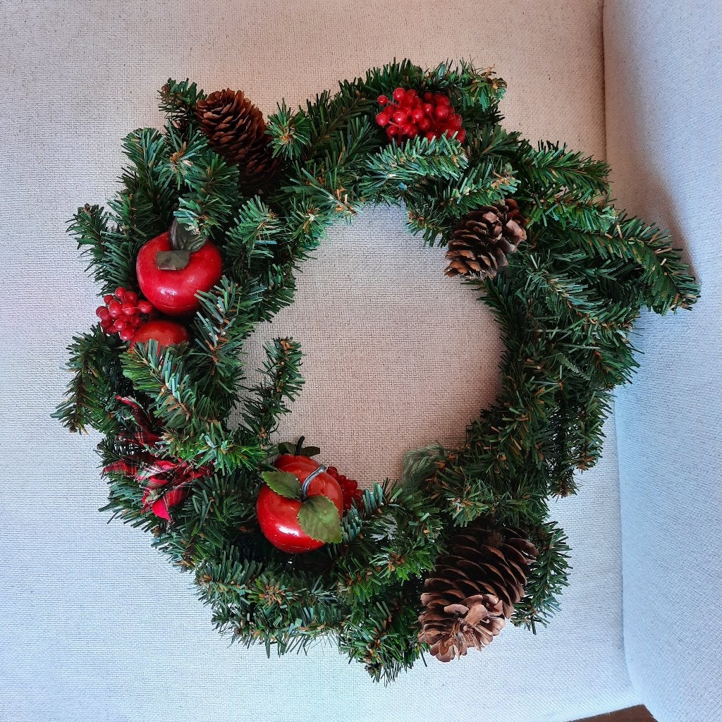 Kerstkrans - deurhanger - groen rood, Diversen, Ophalen of Verzenden