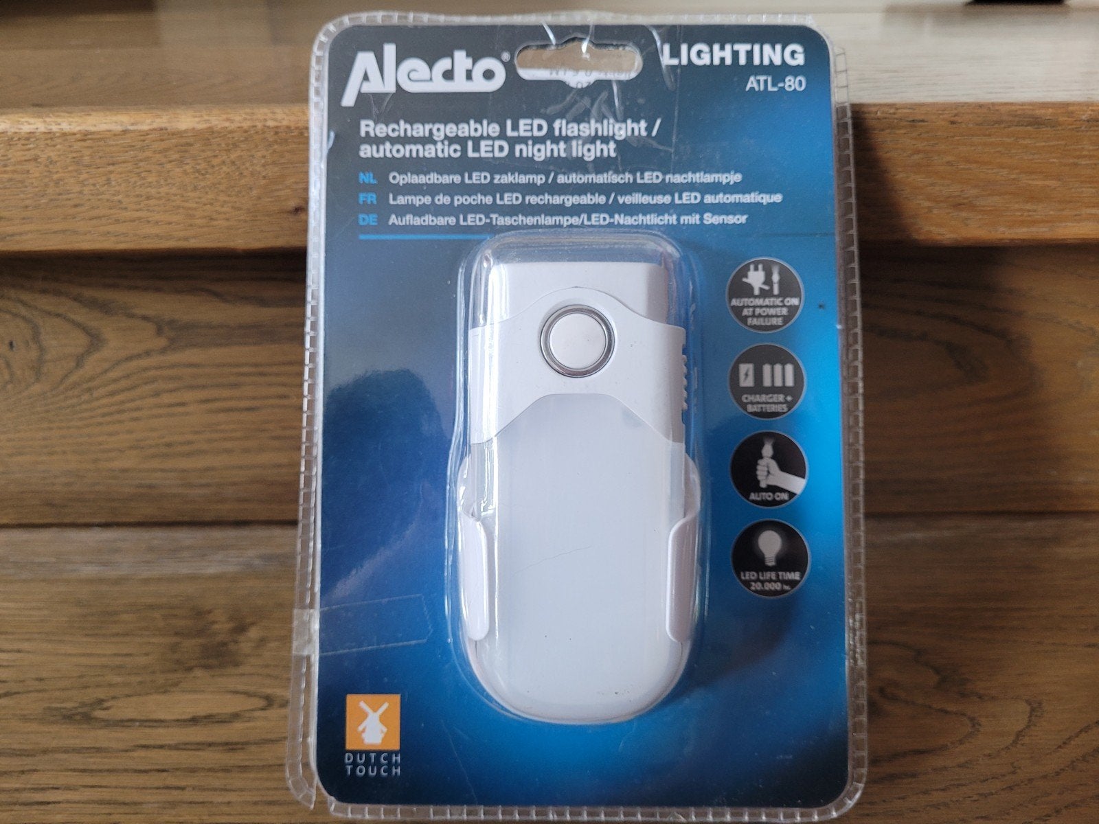 Alecto ATL-80 Oplaadbare LED Zaklamp / Nachtlampje, Ophalen of Verzenden, Zo goed als nieuw, Wit