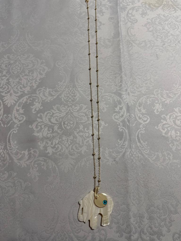 Gouden ketting met olifant hanger en boze oog, Sieraden, Tassen en Uiterlijk, Kettingen, Ophalen of Verzenden, Zo goed als nieuw