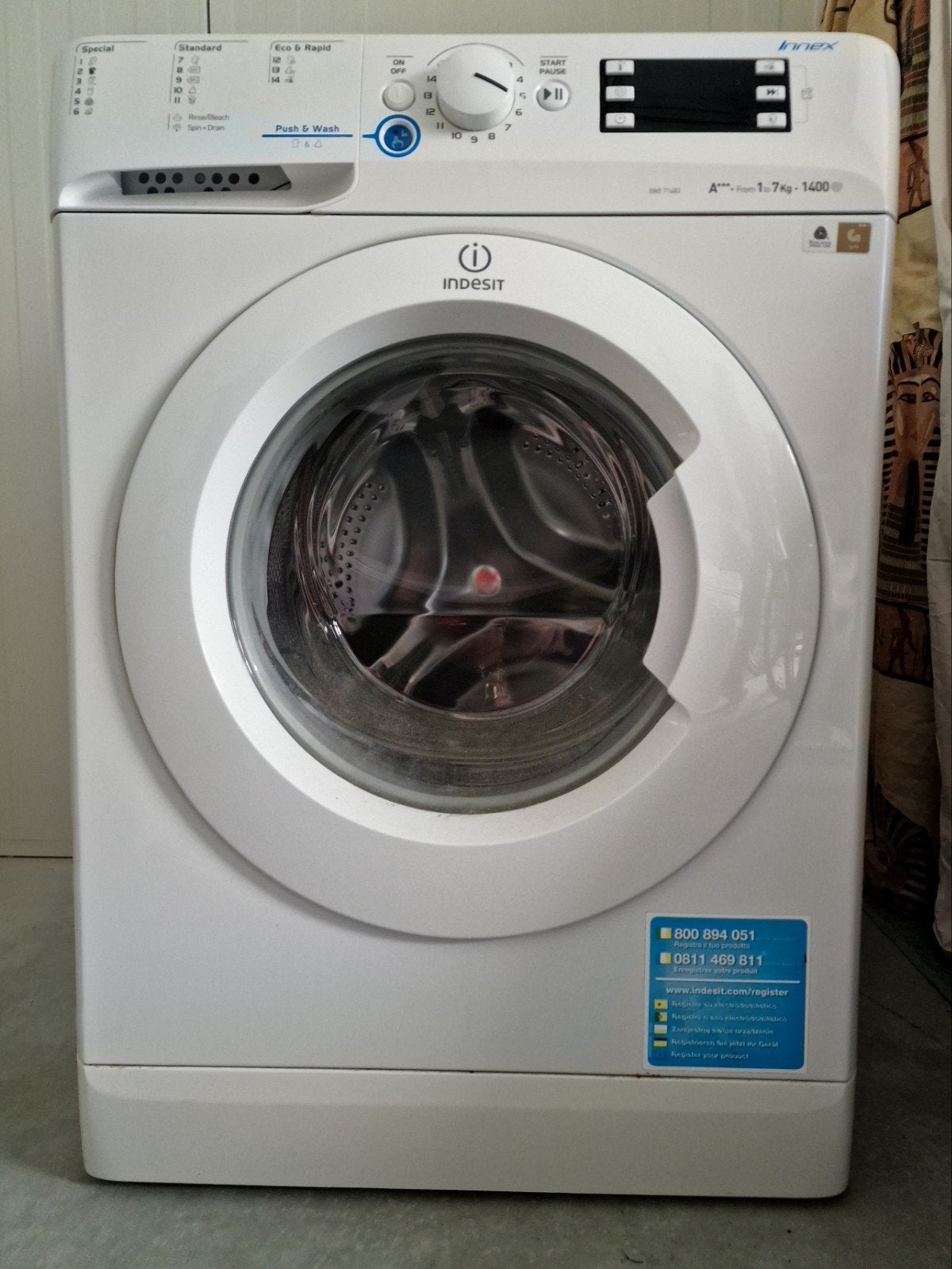 goedwerkende nette Indesit wasmachine, lees tekst, Witgoed en Apparatuur, Ophalen, Zo goed als nieuw, Voorlader, Energieklasse A of zuiniger