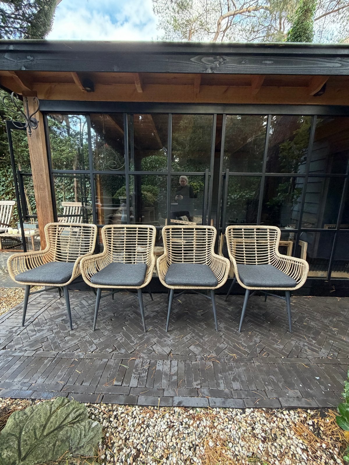 4x Intenso Asti dining tuinstoel naturel, Tuin en Terras, Ophalen, Zo goed als nieuw, Wicker