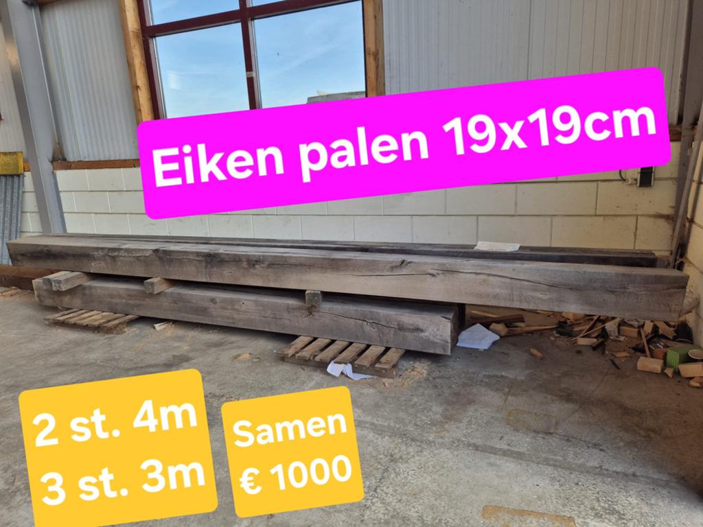 Eiken palen, Doe-het-zelf en Verbouw, Hout en Planken, Ophalen, Minder dan 25 mm, Eiken, Zo goed als nieuw