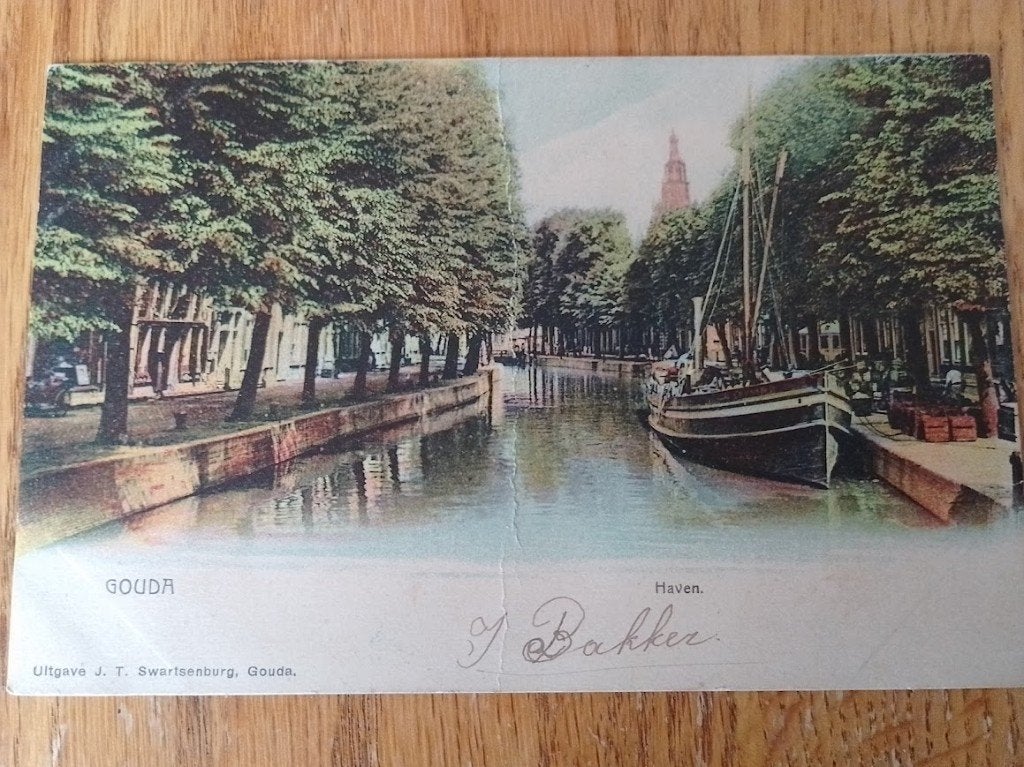 Gouda, Haven. Ansichtkaart, Ophalen of Verzenden, Voor 1920, Gelopen, Zuid-Holland
