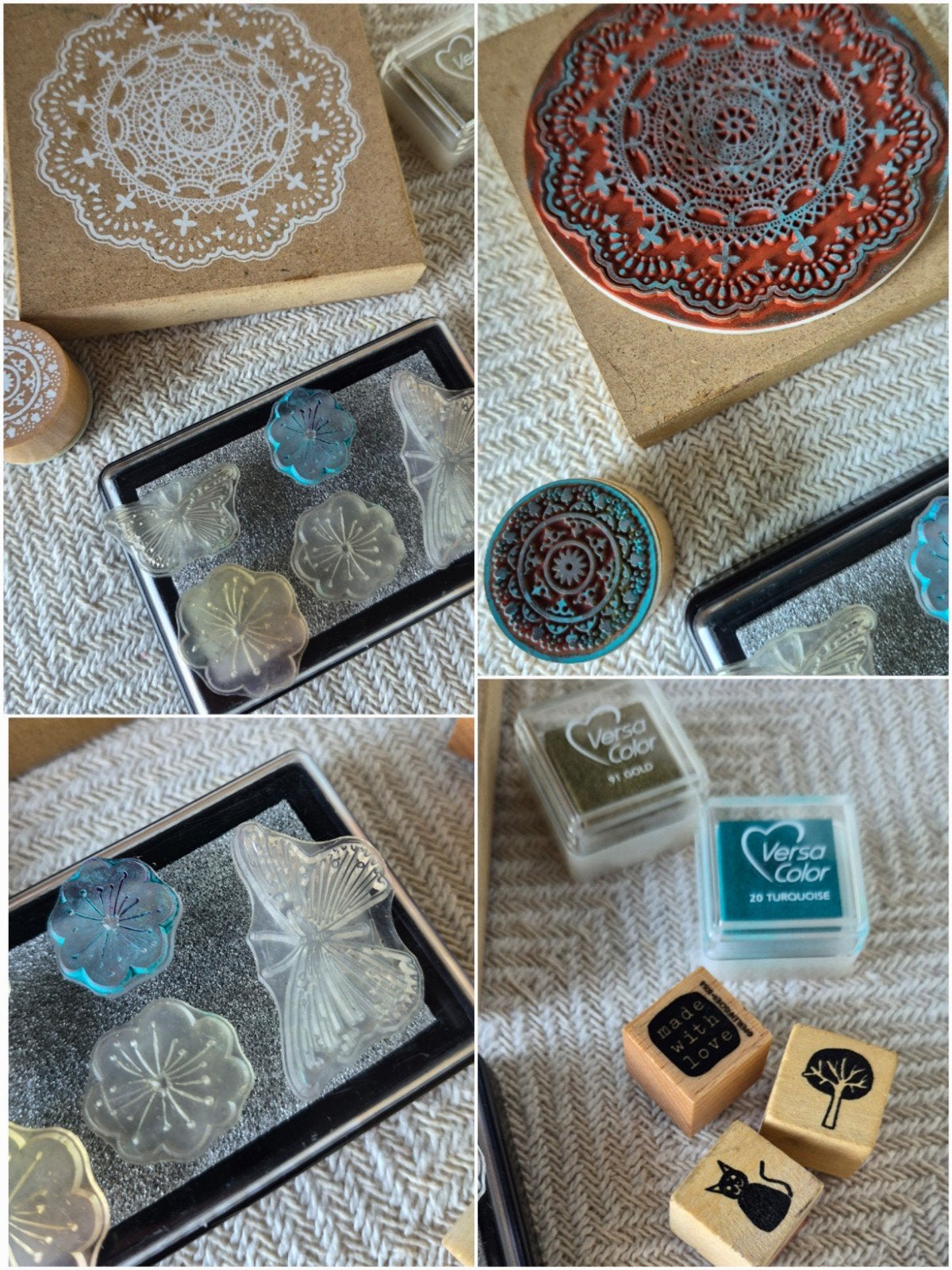 Stempels met inktkussens en diverse motieven, Meerkleurig, Zo goed als nieuw, Overige merken, Knutselmateriaal