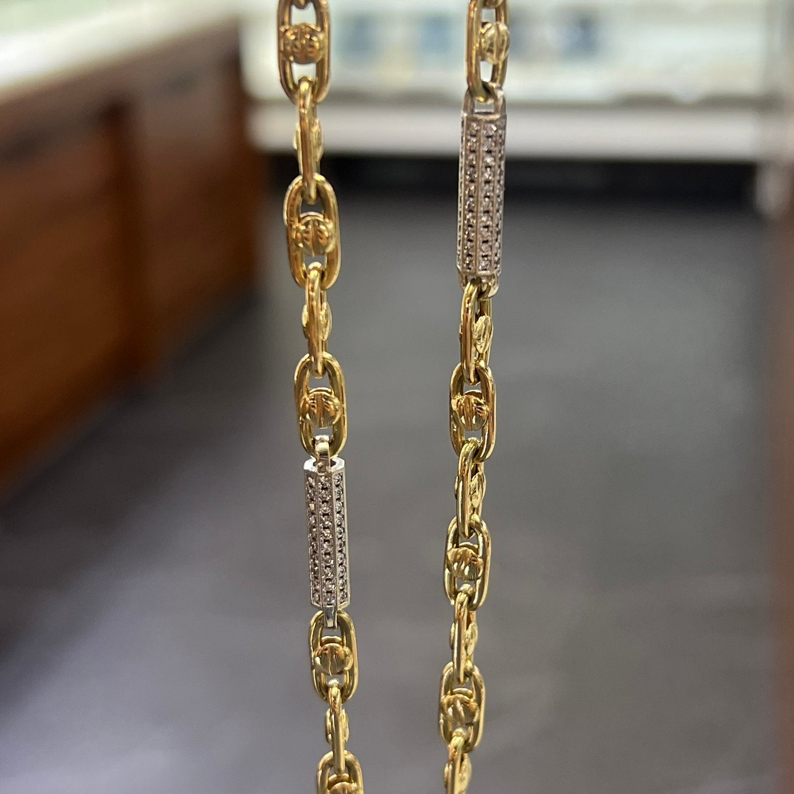 14k gouden armband prachtig schakel Monte Carlo, Ophalen of Verzenden, Zo goed als nieuw, Goud