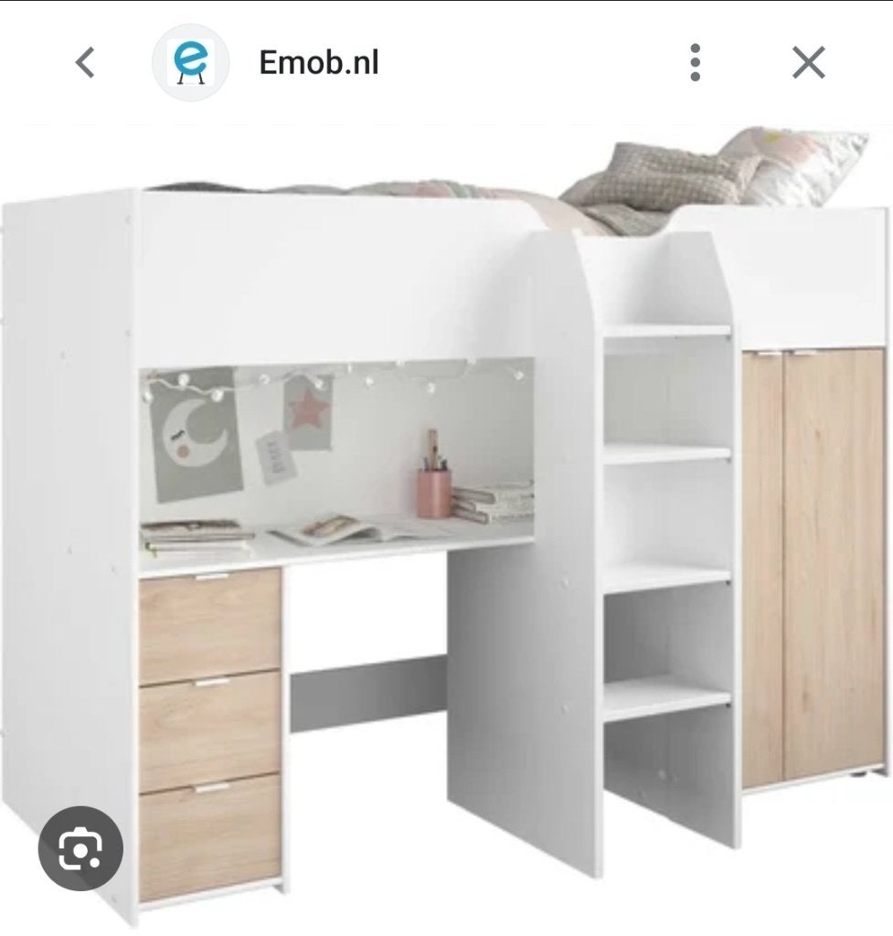 Halfhoogslaper 90 x 200 zo goed als nieuw evt. met matras, Ophalen, Zo goed als nieuw, Halfhoogslaper