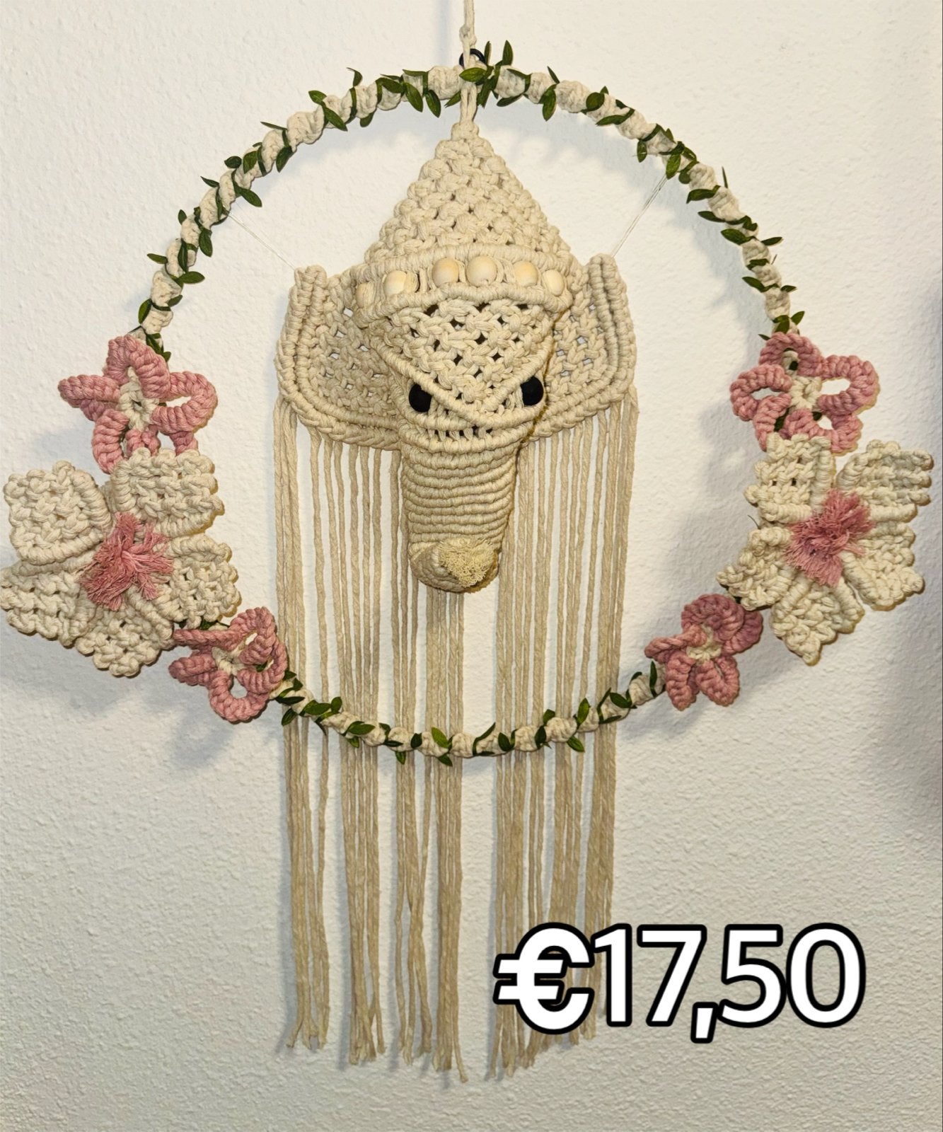 Macrame olifant ring - Boho wanddecoratie 35 cm, Ophalen, Beige, Boho, Nieuw