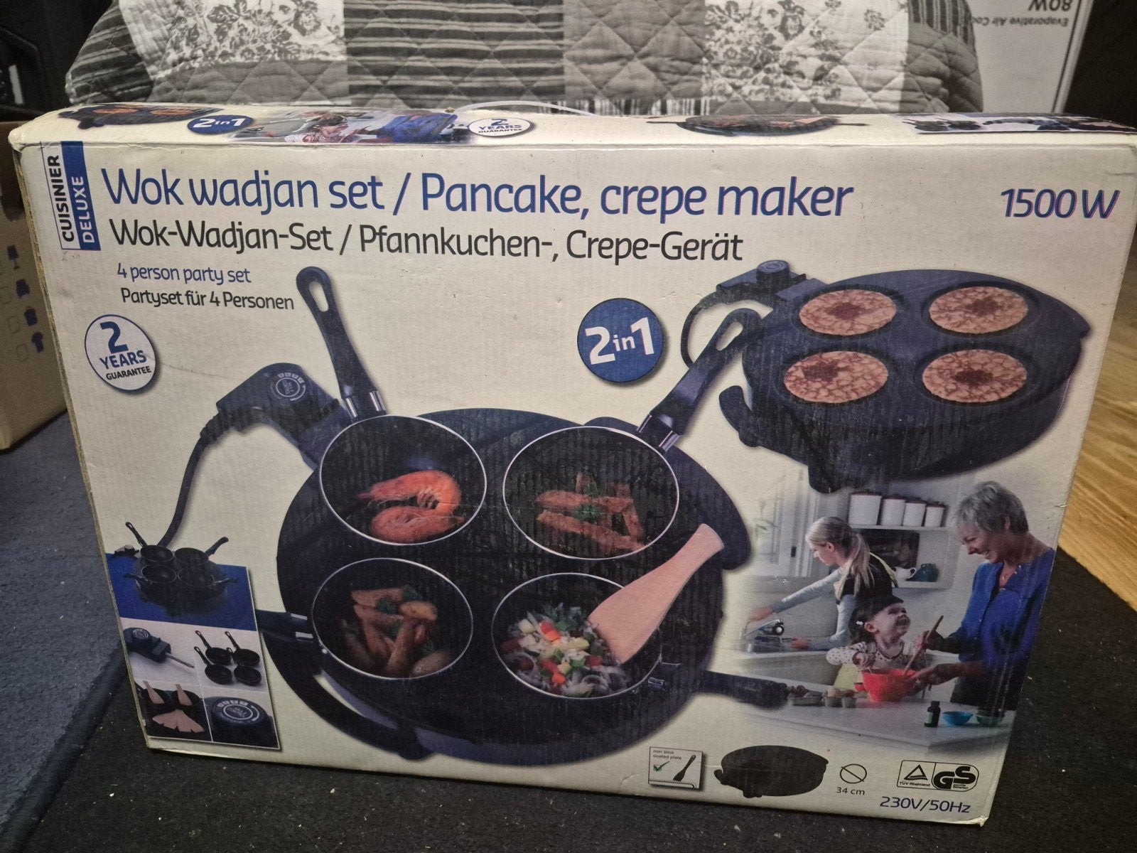 Wokset/pannenkoekmaker, 4 personen. Nieuw in doos!, Witgoed en Apparatuur, Gourmetstellen, Ophalen, Nieuw, 4 t/m 7 personen