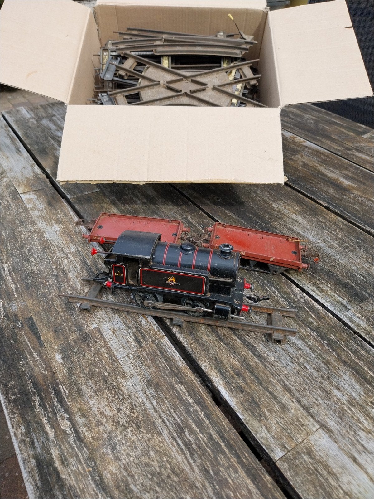 Hornby, stoomloc, wagons, rails spoor 0, Ophalen of Verzenden, Gebruikt, Gelijkstroom, Overige merken