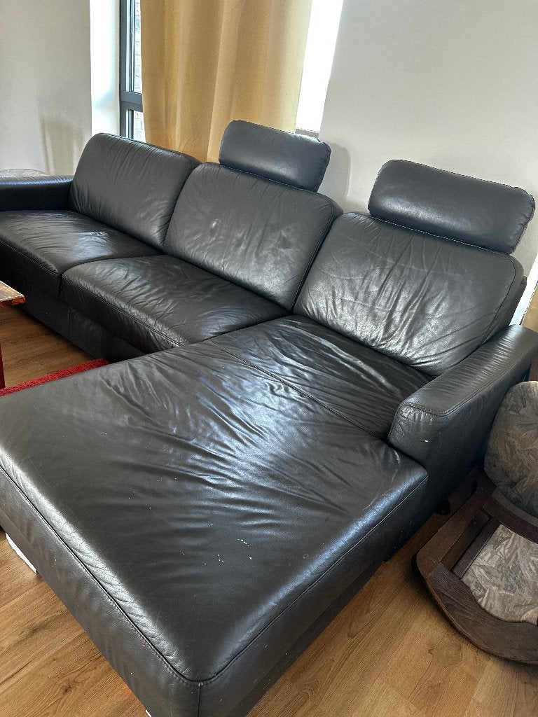 Leather Sofa, Ophalen, Driepersoons, Leer, Zo goed als nieuw