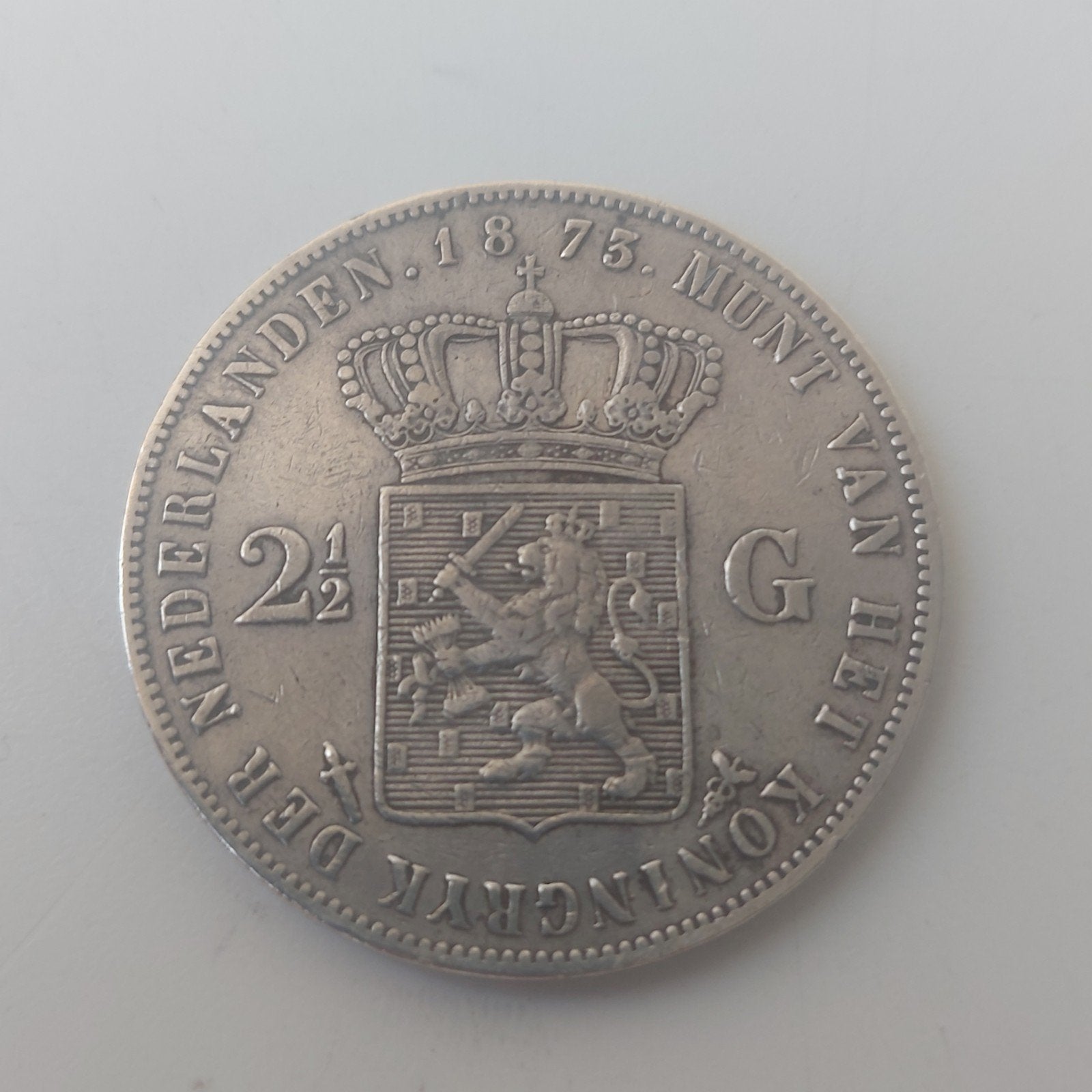 prachtige rijksdaalder Willem 3 1873 zilveren munt, Ophalen of Verzenden, Koning Willem III, 2½ gulden