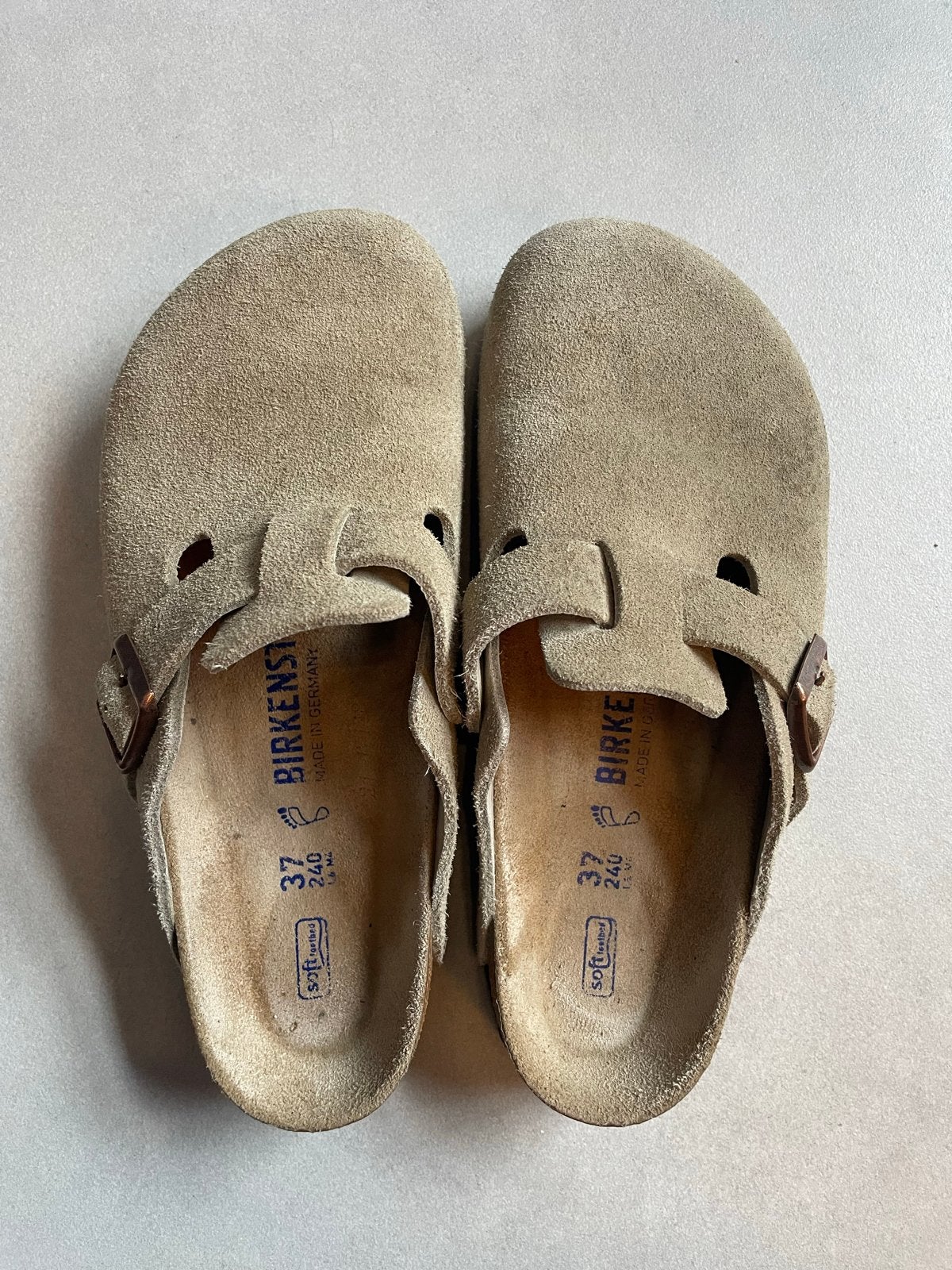 Birkenstock Boston Clogs - Beige Suède - Maat 37, Ophalen of Verzenden, Zo goed als nieuw, Beige, Instappers
