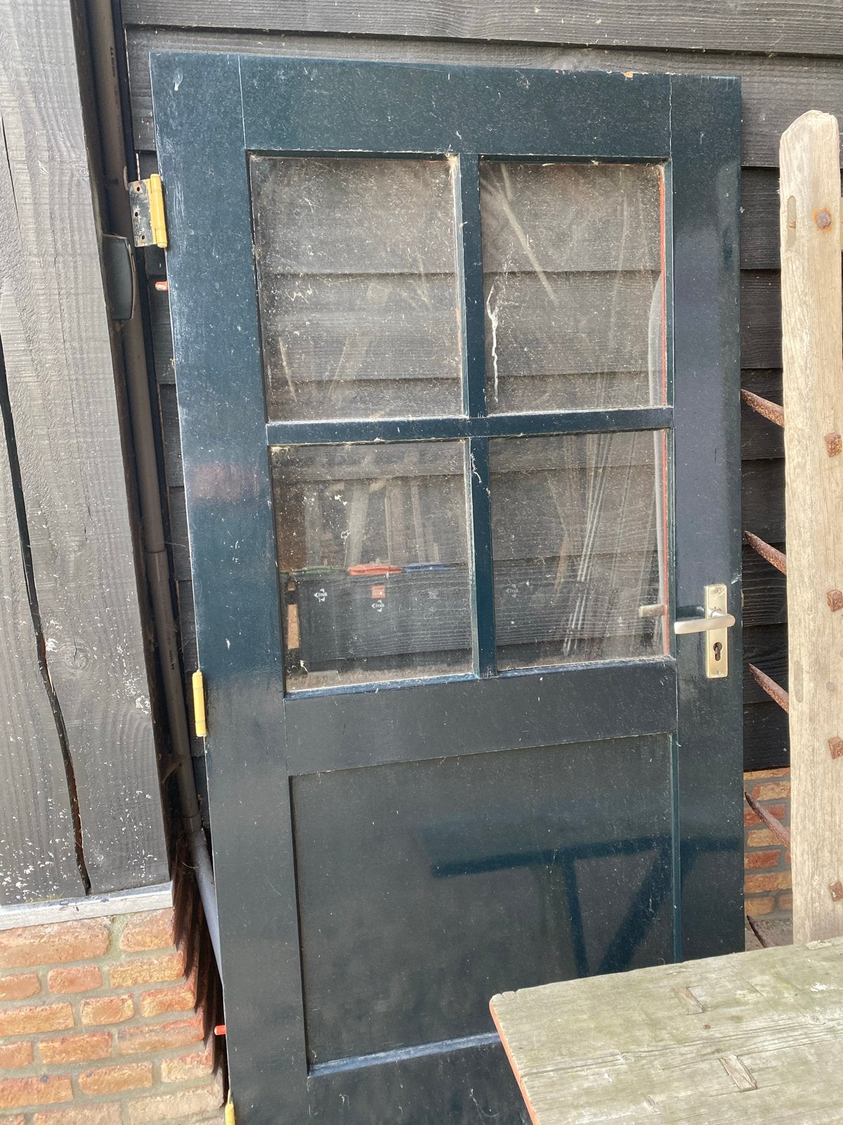 Gebruikte buitendeur met glas, 92,5 x 180 cm, Doe-het-zelf en Verbouw, Ophalen, Gebruikt, 80 tot 100 cm, Minder dan 200 cm
