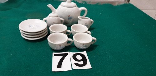 Mini servies zwanen, wit met blauw, Ophalen of Verzenden