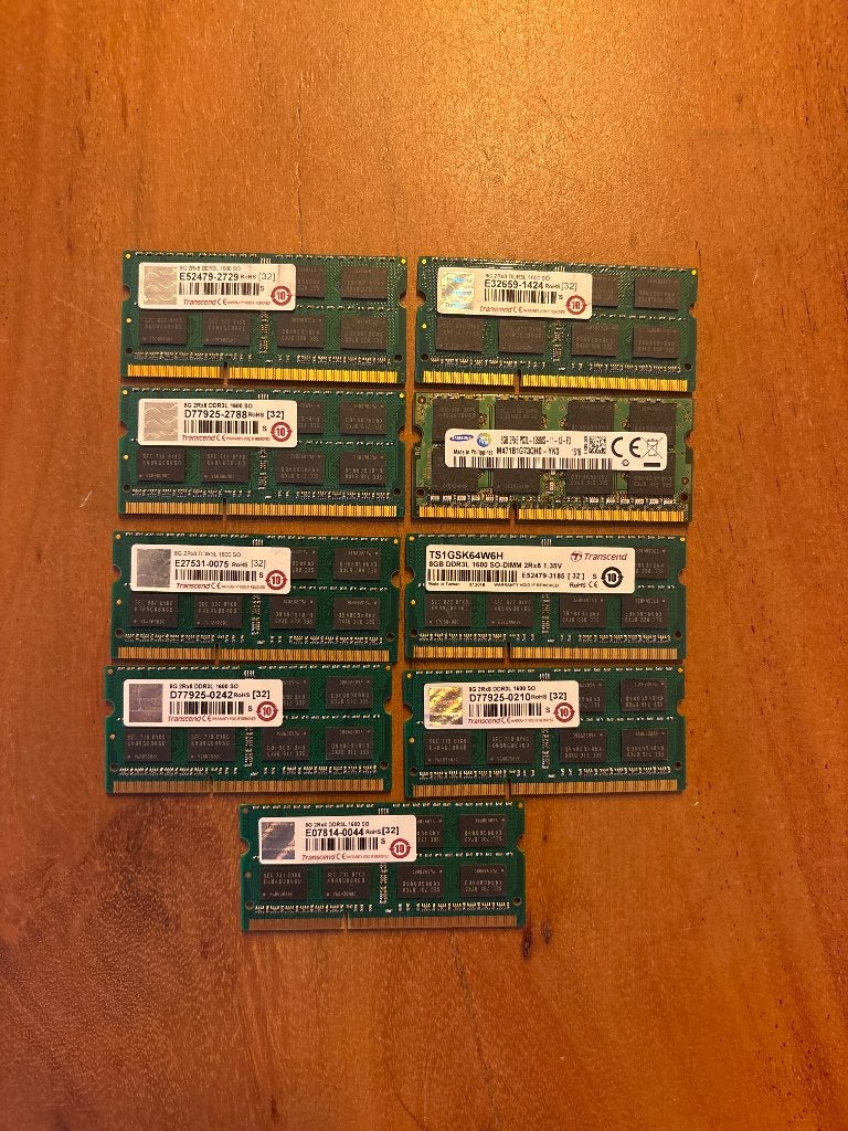 9 X 8GB DDR3L Ram | Sodimm, Computers en Software, RAM geheugen, Verzenden, 8 GB, DDR3, Zo goed als nieuw