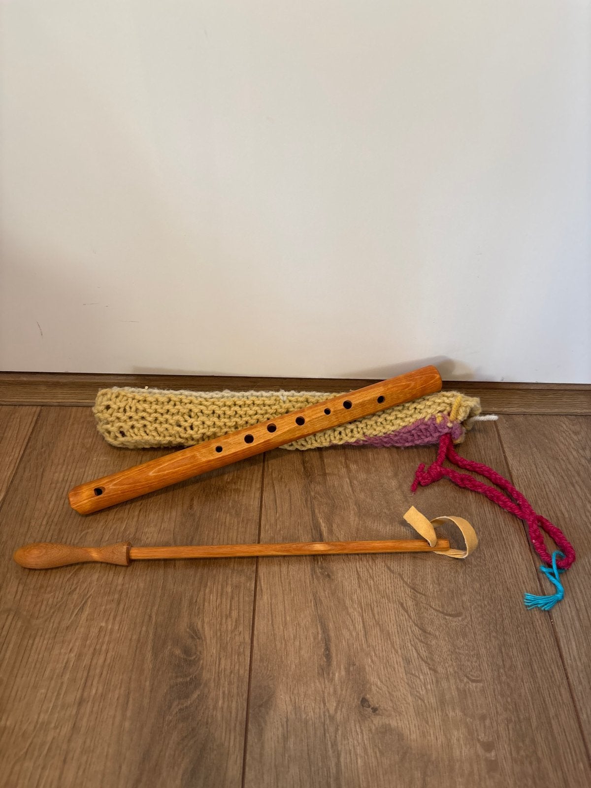Houten blokfluit met hoes en stokje, Ophalen of Verzenden, Gebruikt, Overige typen, Met koffer, hoes of etui