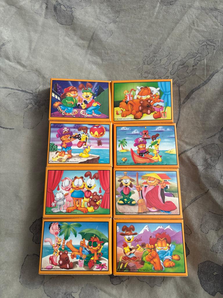 Vintage Garfield Mini Puzzels - Set van 8, Ophalen, 10 tot 50 stukjes, Nieuw, 6 jaar of ouder