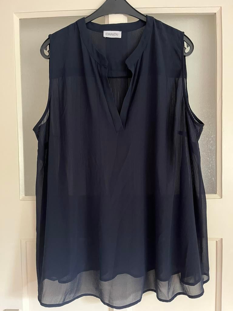 Chalou voile top maat 54 donkerblauw, Ophalen of Verzenden, Zo goed als nieuw, Blauw, Shirt of Top