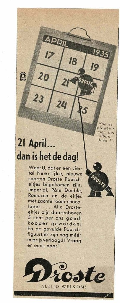21 April 1935 dan is de het de dag! DROSTE prijzen verlaagd, Verzamelen, Verzenden, Zo goed als nieuw, Overige typen