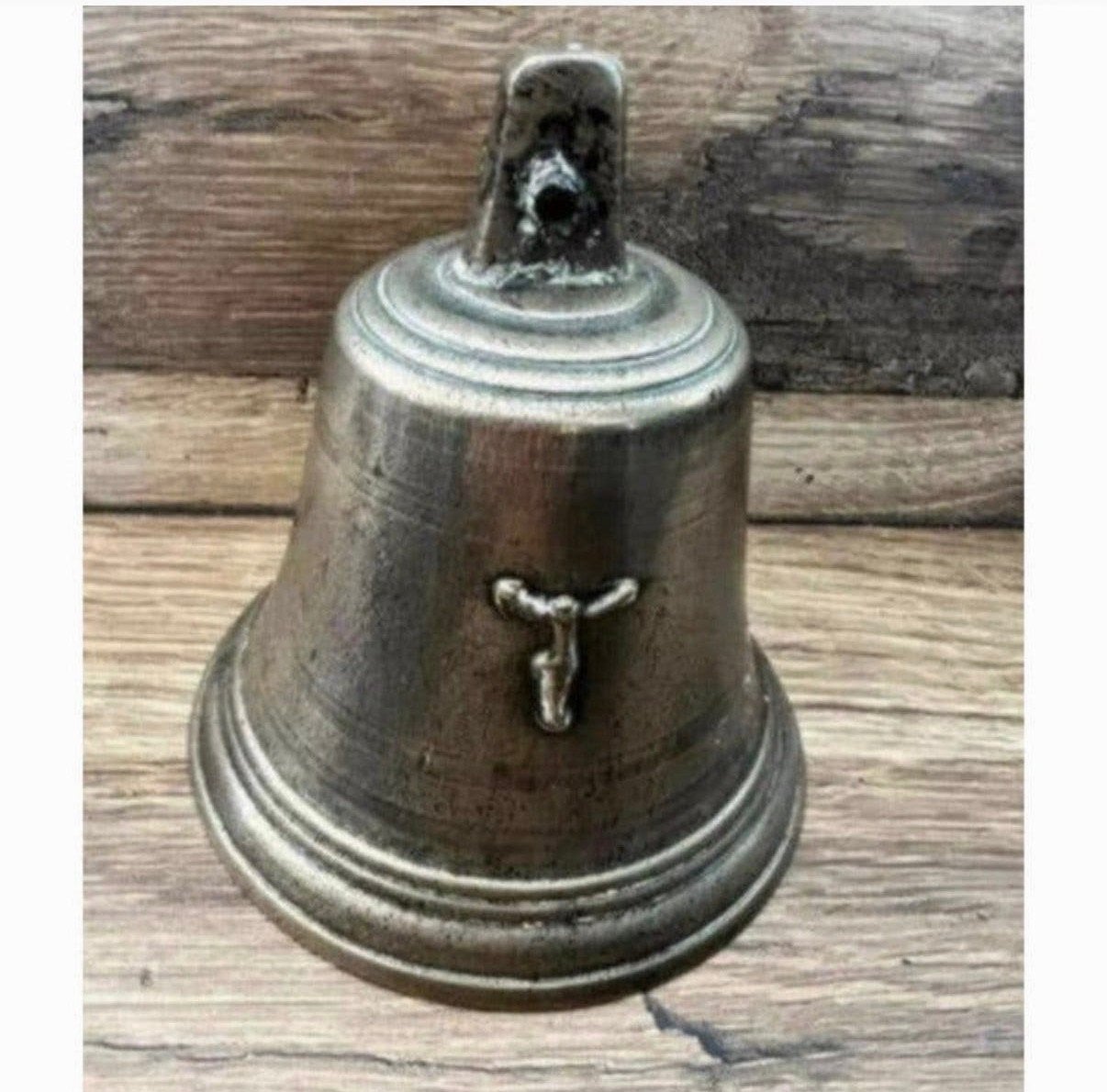 Antieke koperen bel met jezus 12 cm hoog 11 cm doorsnee, Antiek en Kunst, Ophalen of Verzenden