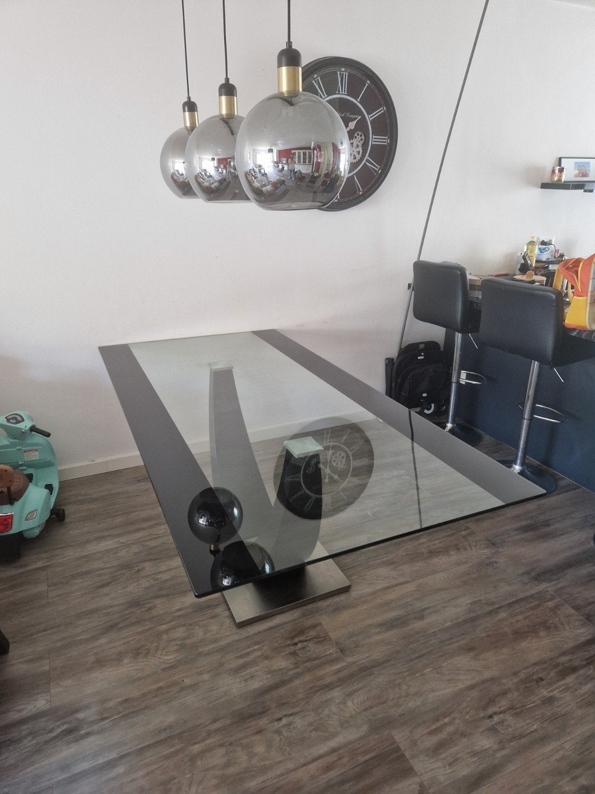 glazen eettafel 200x100 (vente unique), Ophalen