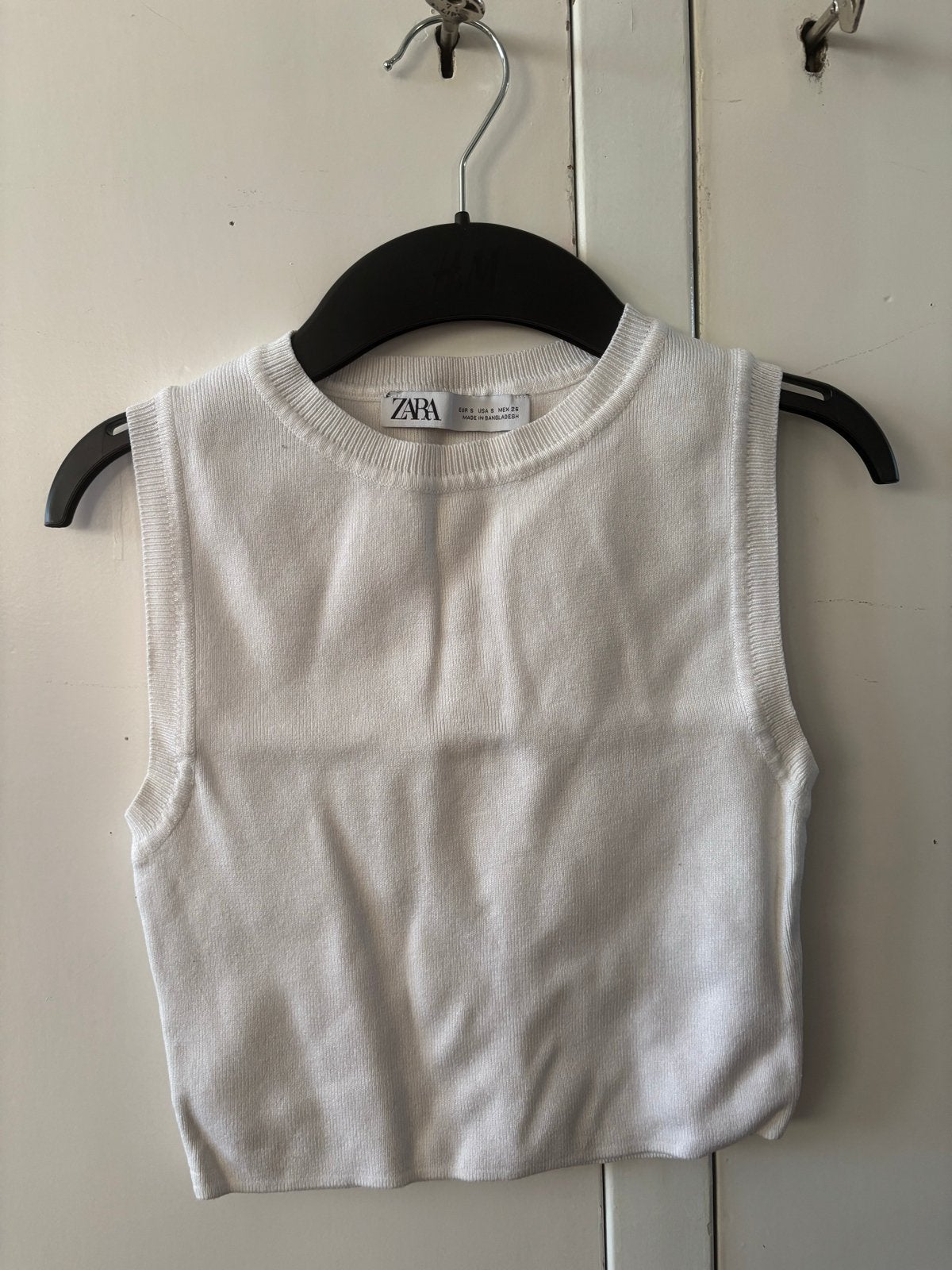 Zara gebreide crop top zonder mouwen - Maat S, Wit, Ophalen of Verzenden, Zo goed als nieuw, Maat 36 (S)