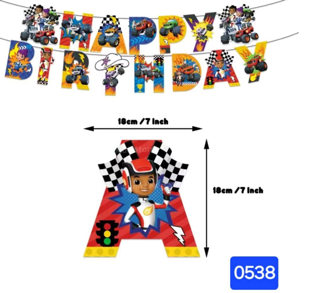 Nieuwe Happy Birthday Banner - Blaze en de Monsterwielen, Ophalen, Nieuw, Versiering, Verjaardag