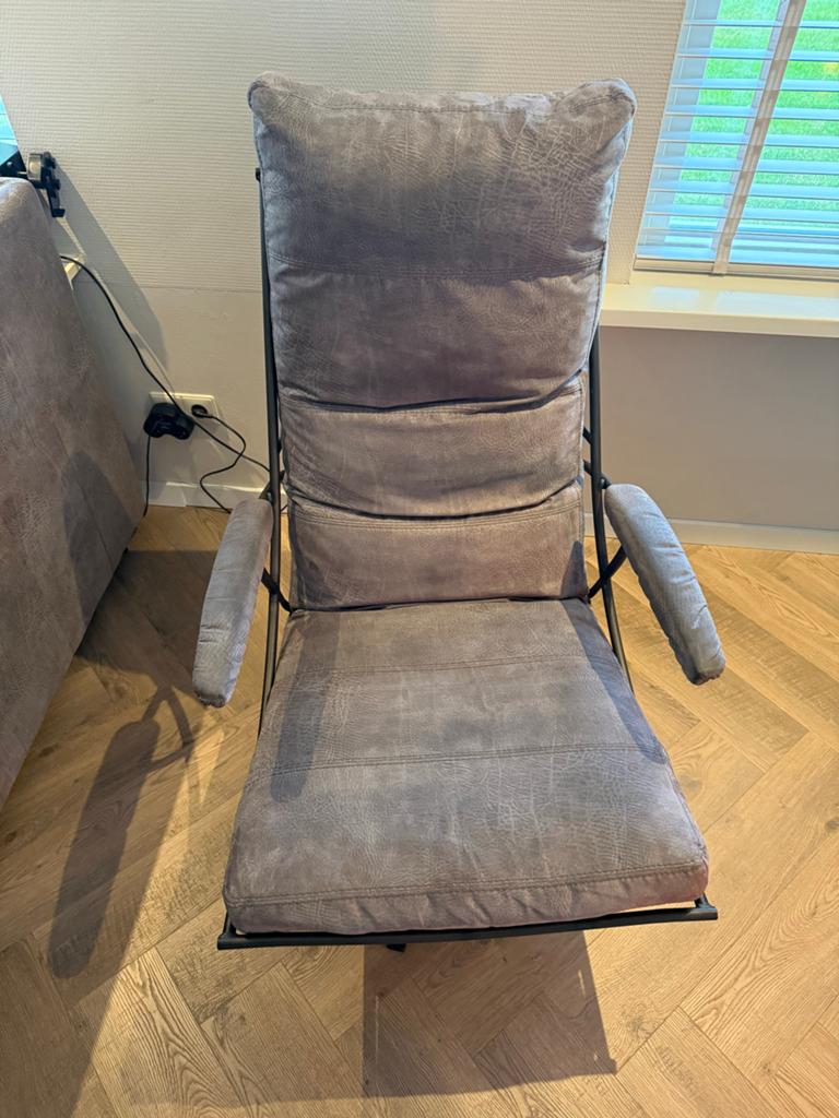 Fauteuil Tiberius, Het Anker - Zilvergrijs L60-Monteiro leer, Ophalen, Zo goed als nieuw, Leer, 75 tot 100 cm