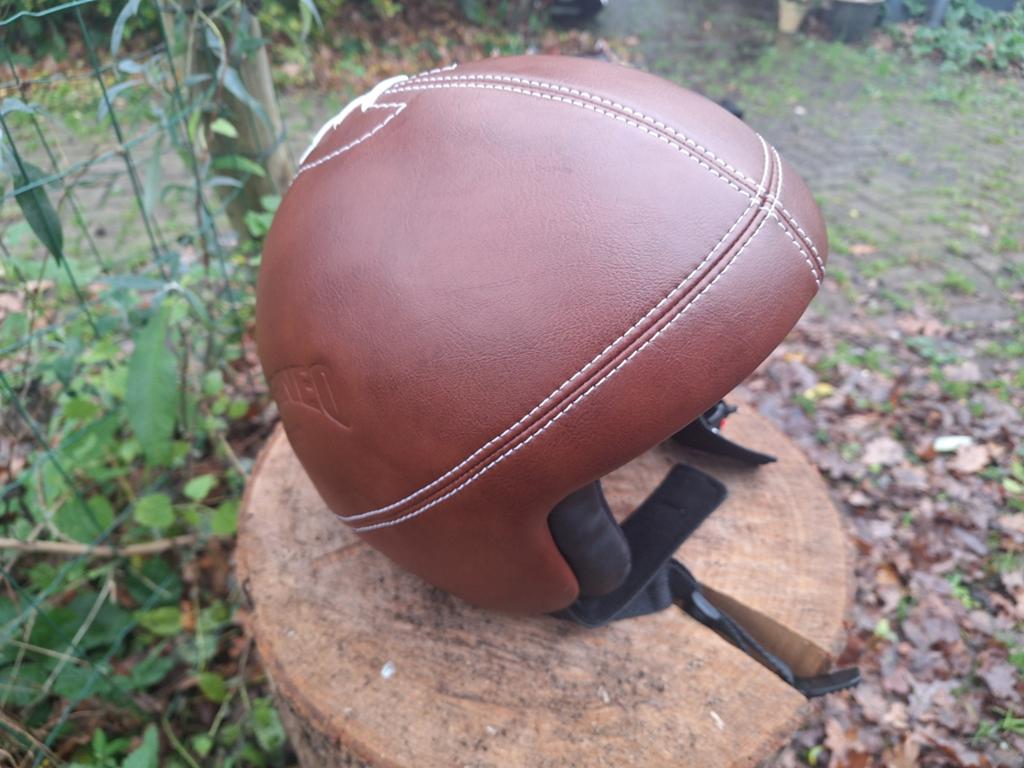 Motorhelm leer bruin, Ophalen, XS, Offroadhelm, Overige merken
