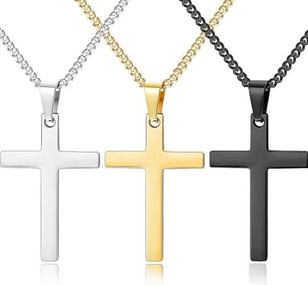 Ketting met kruis zilver, goud of zwart, Zwart, Nieuw, Ophalen of Verzenden, Info@sweet-one.nl