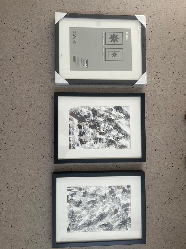 3x IKEA Ribba Lijst 30x40 cm met passe-partout (1x nieuw), Ophalen, Zo goed als nieuw, Hout