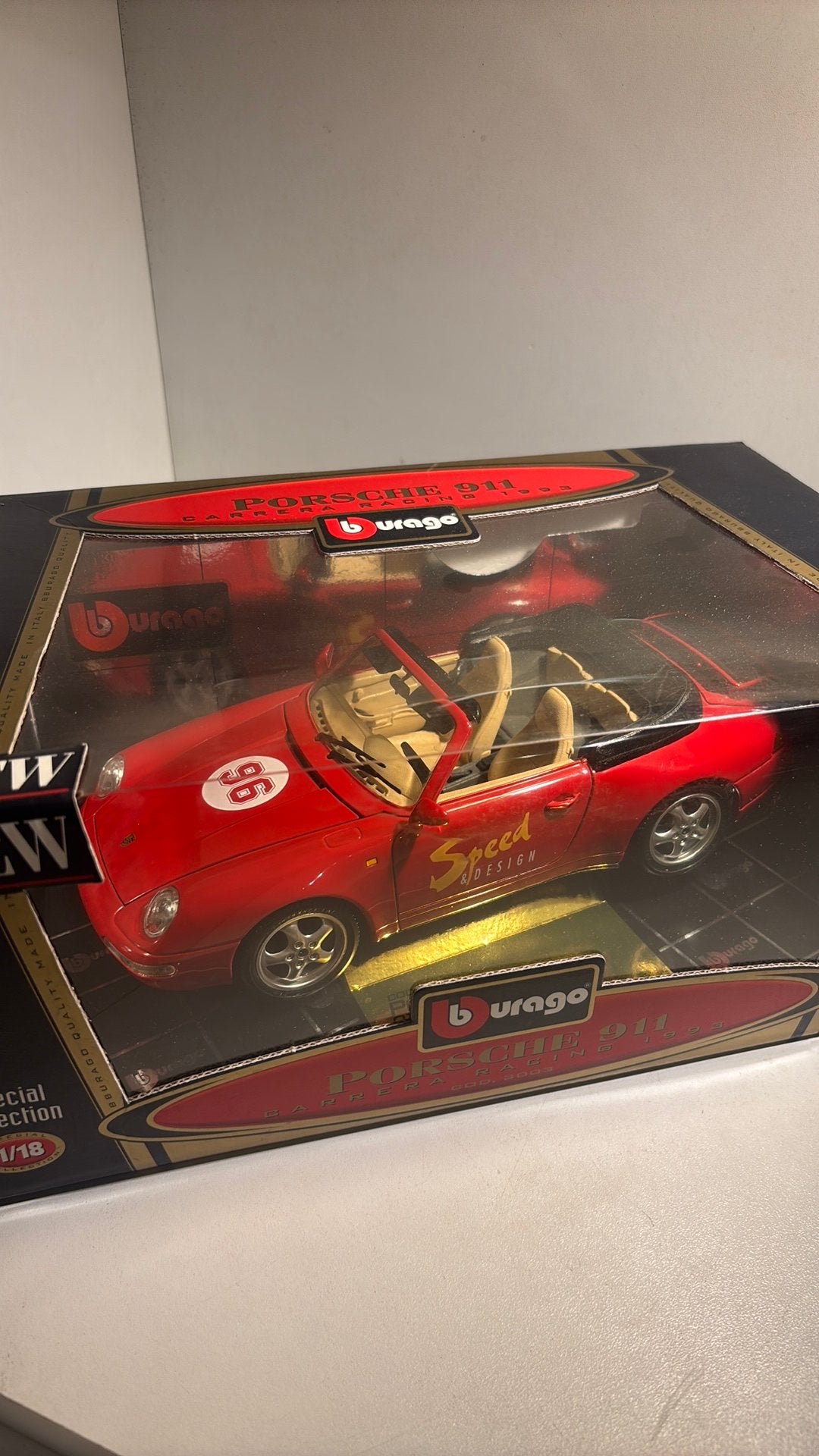 Porsche 911 carrera racing 1998 bburago 1.18, Hobby en Vrije tijd, Ophalen of Verzenden, Bburago, A, A