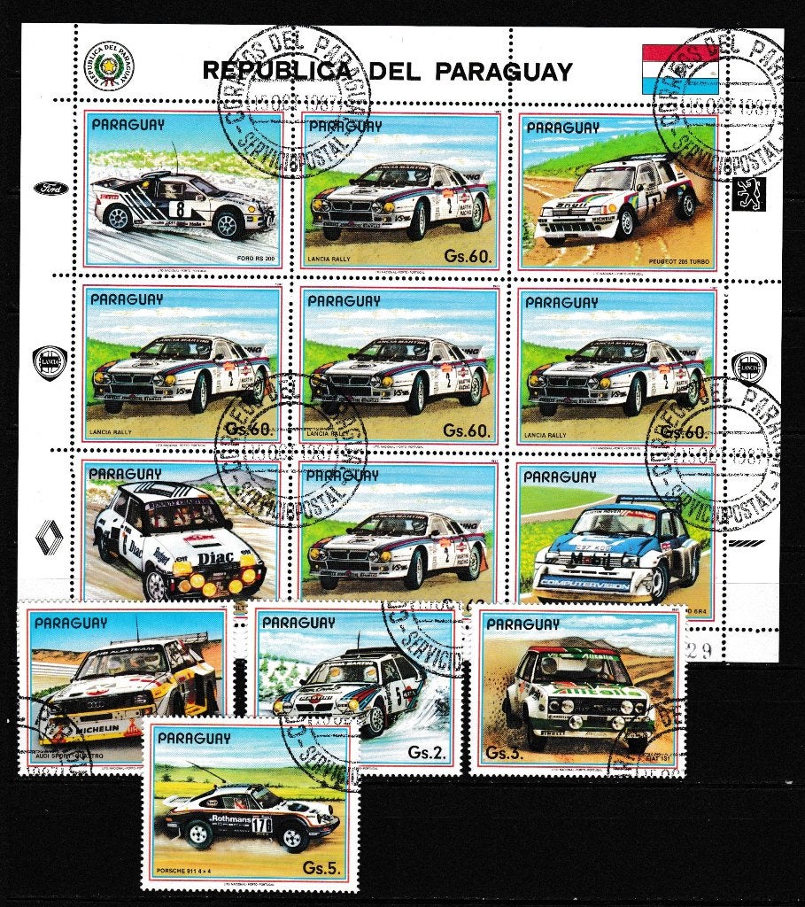 0682) auto Paraguay ca 9x, Postzegels en Munten, Postzegels | Thematische zegels, Auto's, Ophalen of Verzenden