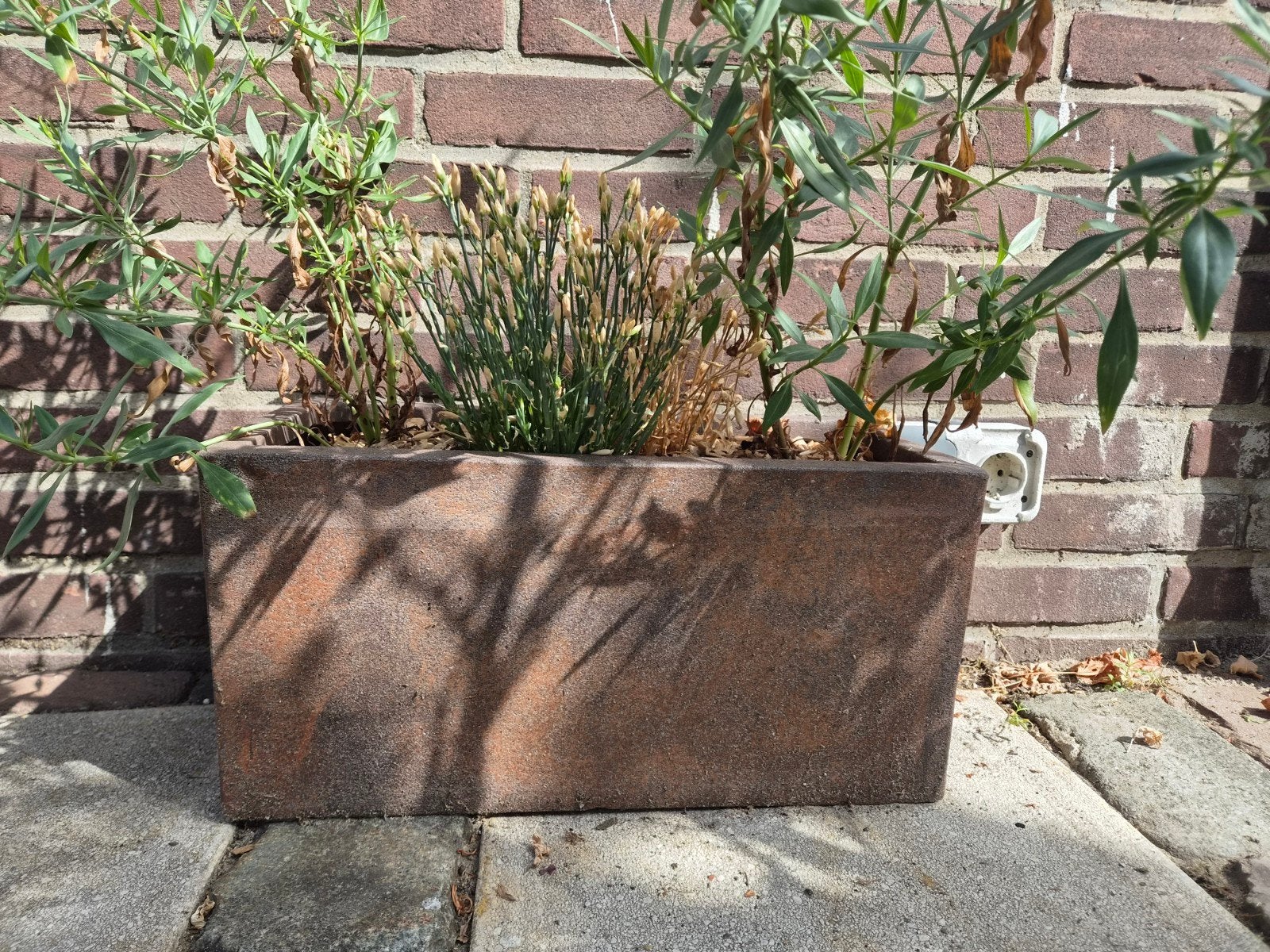 4x Lege Bloembakken roest look 45x21,5x22 cm - Tuin & Balkon, Tuin en Terras, Bloembakken en Plantenbakken, Ophalen, Overige materialen