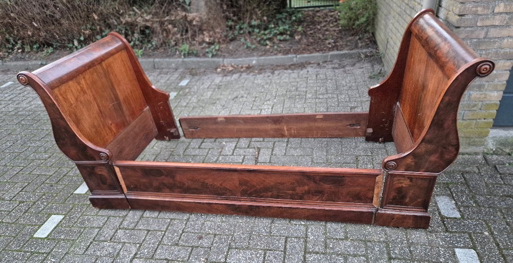 Antiek houten bed, Ophalen, Gebruikt, 90 cm, Eenpersoons