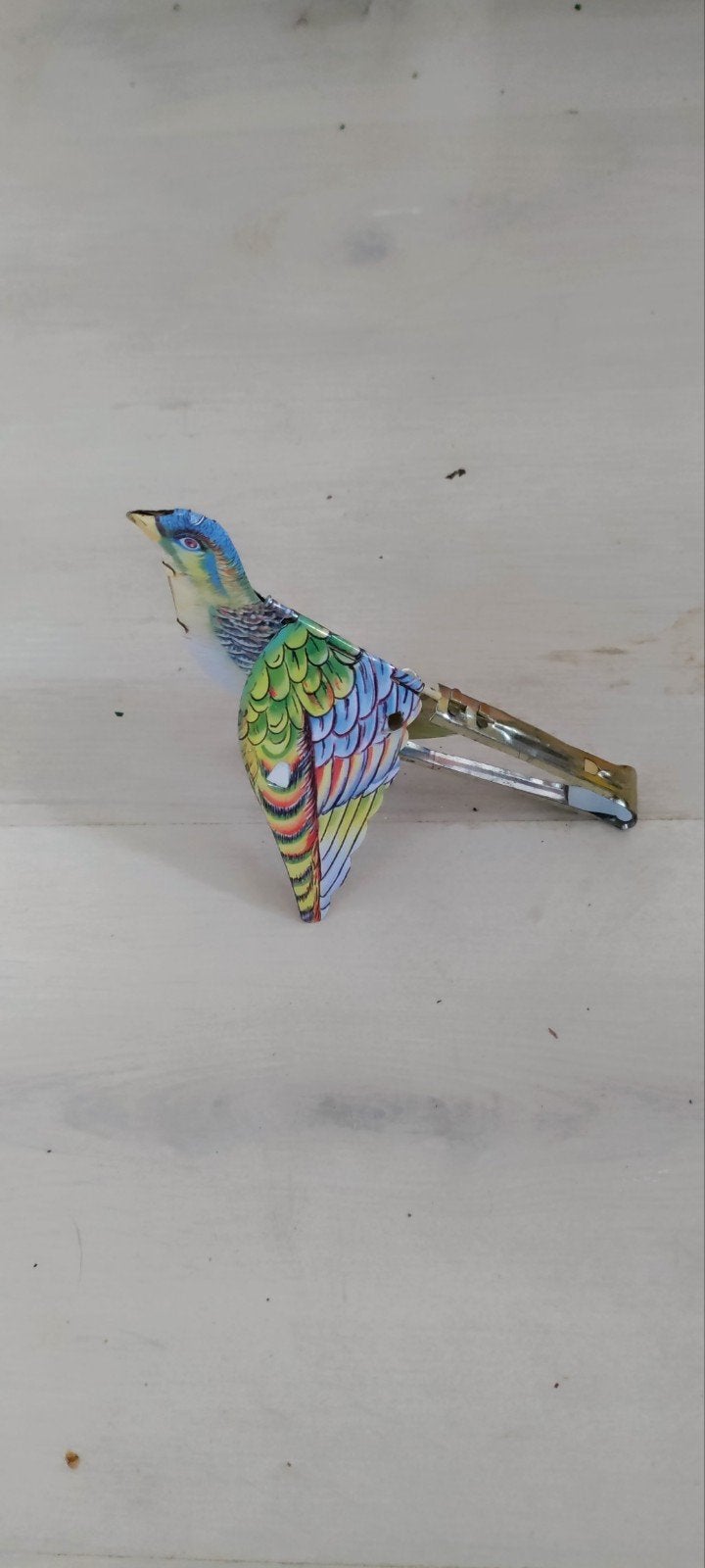 Vintage blikken vogel fluitje - Kleurrijk en uniek, Ophalen of Verzenden