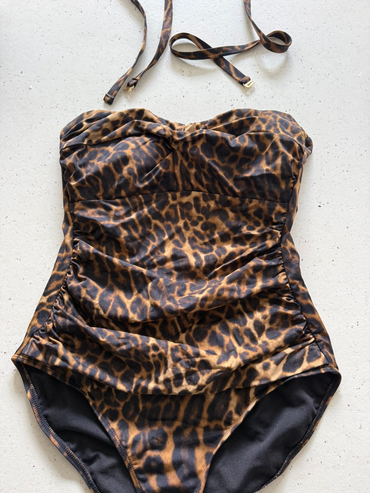 Leopardprint Badpak met afneembare bandjes, Ophalen of Verzenden, Zo goed als nieuw, Bruin, Badpak