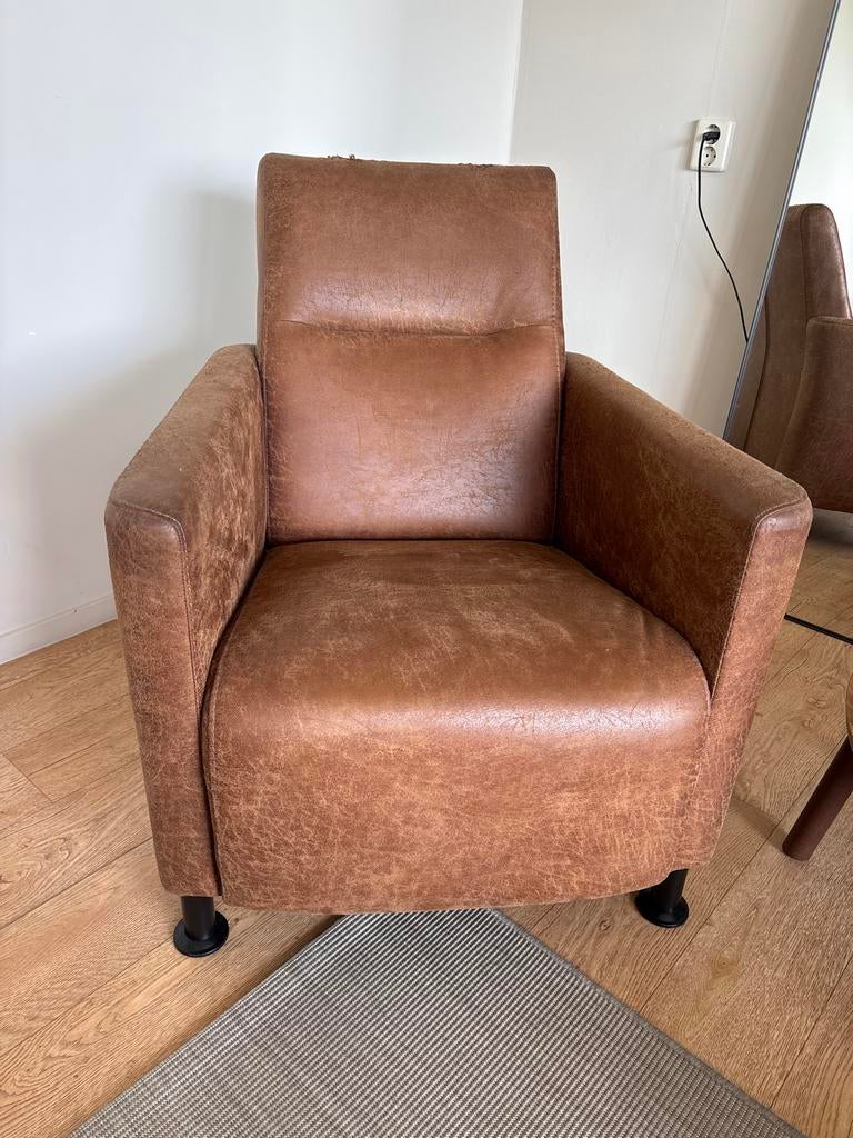 Comfortabele bruine fauteuil, Huis en Inrichting, Fauteuils, Ophalen, Kunststof, Gebruikt, 75 tot 100 cm