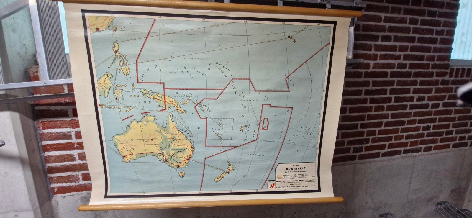 Australië oude schoolkaart, Antiek en Kunst, Antiek | Schoolplaten, Ophalen, Aardrijkskunde