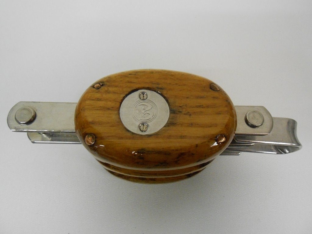 Houten Blok / Katrol, dubbelschijfs, 12 mm, 2 stuks, Ophalen of Verzenden, Gebruikt, Lijn of Blok