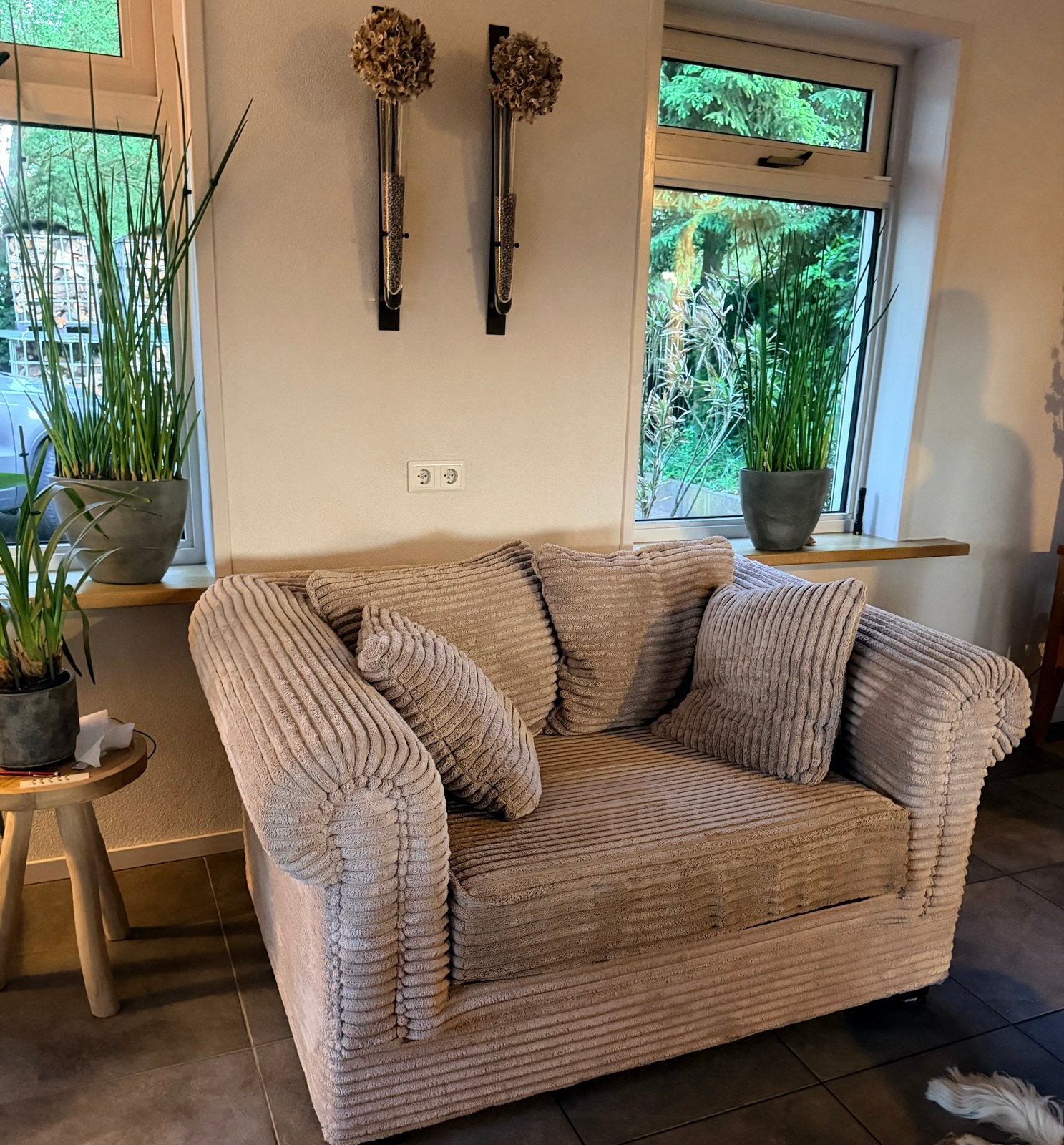 Rofra Loveseat Rib Velours - Beige/Zandkleur, Huis en Inrichting, Banken | Sofa's en Chaises Longues, Ophalen, Tweepersoons, Zo goed als nieuw