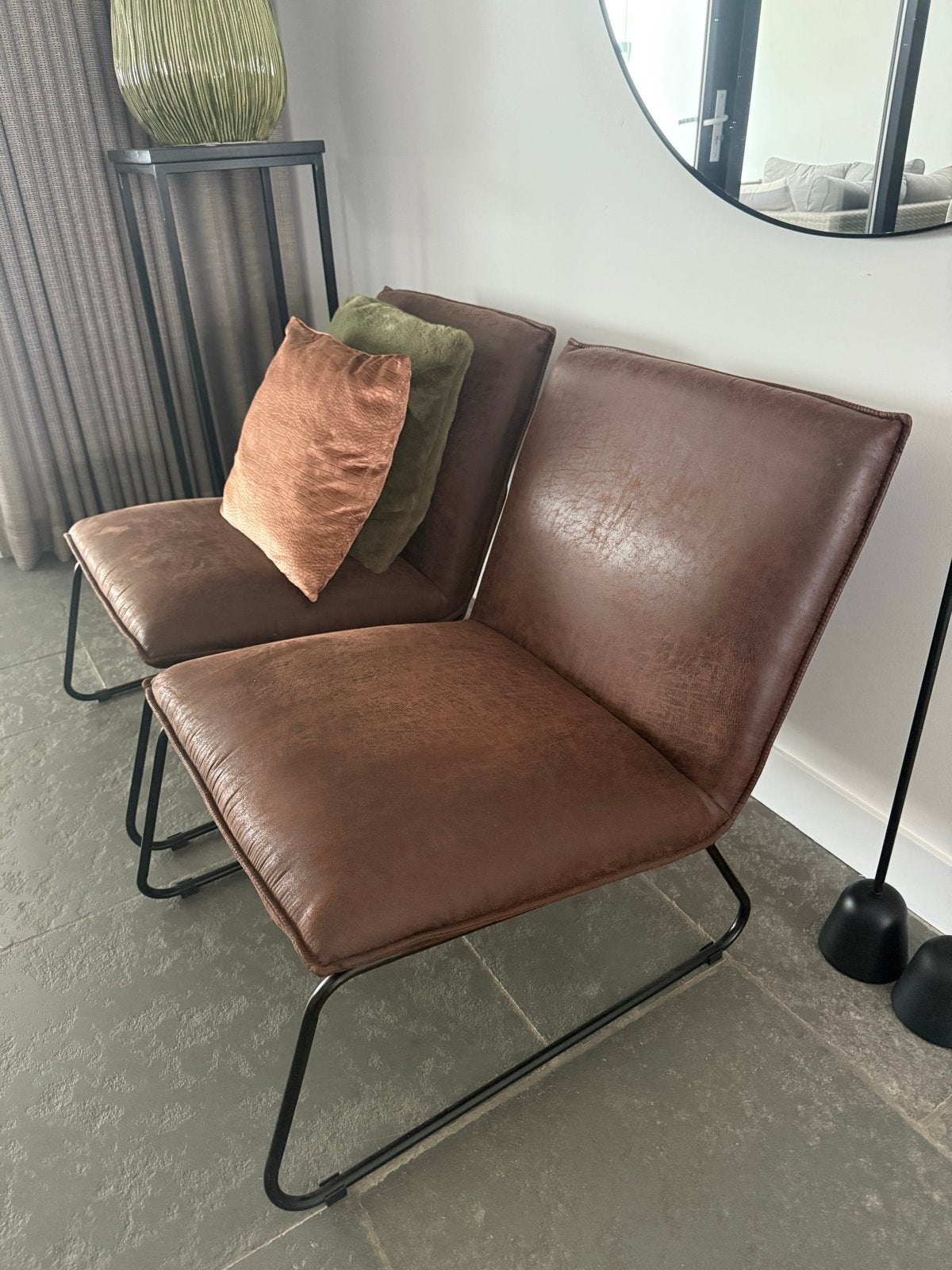 Set van 2 bruine stoelen - Comfortabel en stijlvol, Ophalen, Gebruikt, Twee, Bruin
