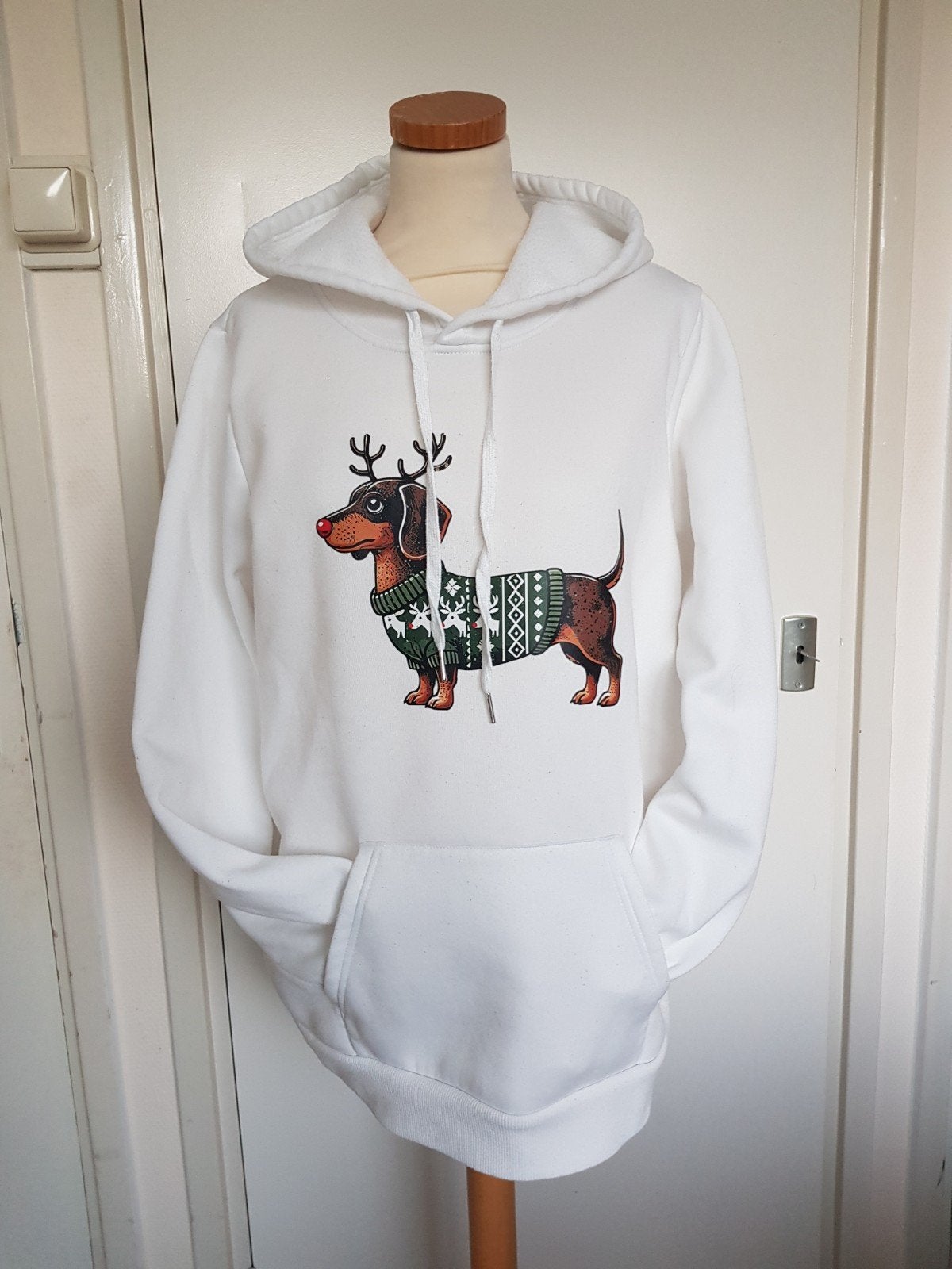 sweater kerst teckel L wit, Wit, Maat 42/44 (L), Ophalen of Verzenden, Onbekend