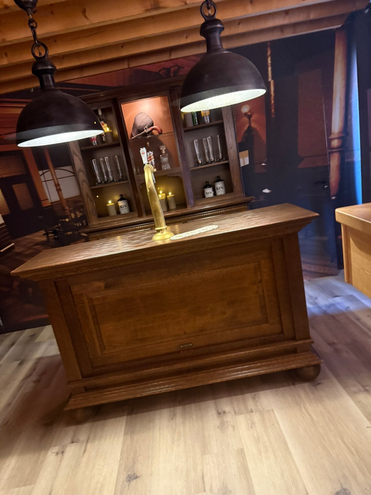 Antieke eiken bar set toog luifelbar man cave bruin cafe, Ophalen of Verzenden, Zo goed als nieuw