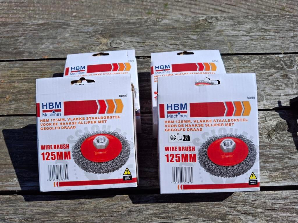 HBM 125mm Vlakke Staalborstel voor Haakse Slijper, Ophalen of Verzenden, Nieuw