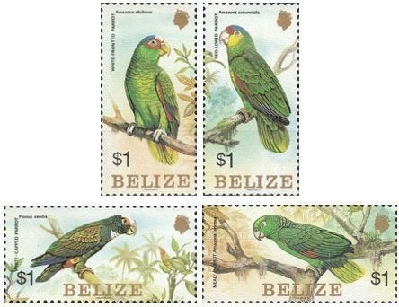BELIZE 14 - Dieren: vogels (papegaaien), Postzegels en Munten, Ophalen of Verzenden, Postfris, Dier of Natuur