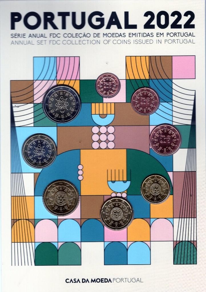 FDC set Portugal 2022 - 1 cent t/m 2 euro - Blister, Verzenden, Portugal, Overige waardes, Setje
