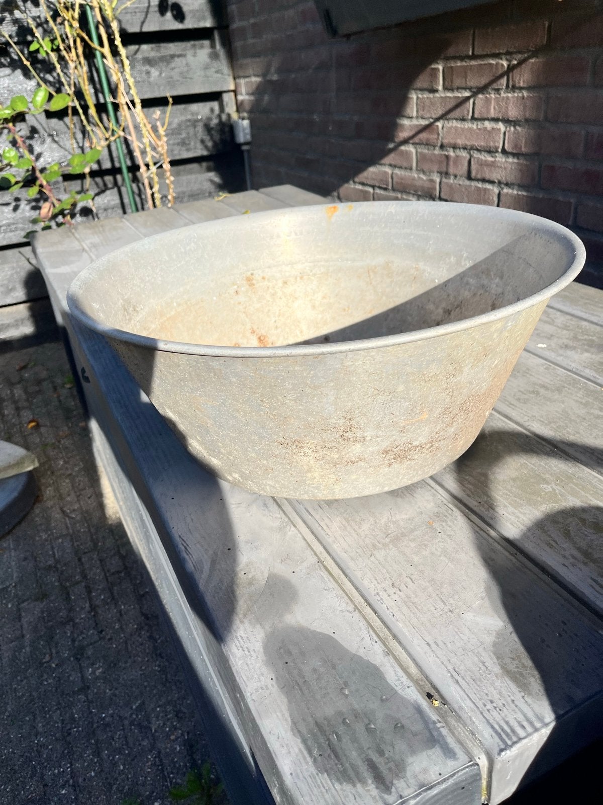Grote metalen plantenbak voor tuin of balkon, Tuin en Terras, Gebruikt, Balkon, 40 cm of meer, Rond