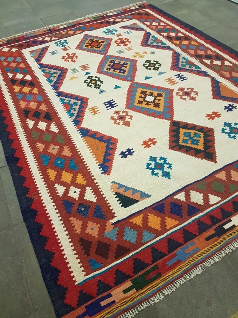 Kashkay kelim 201 x 155/kleden/Perzisch tapijt/Oosters/Loper, 100 tot 150 cm, Www.simatapijten.nl, Ophalen of Verzenden, 150 tot 200 cm